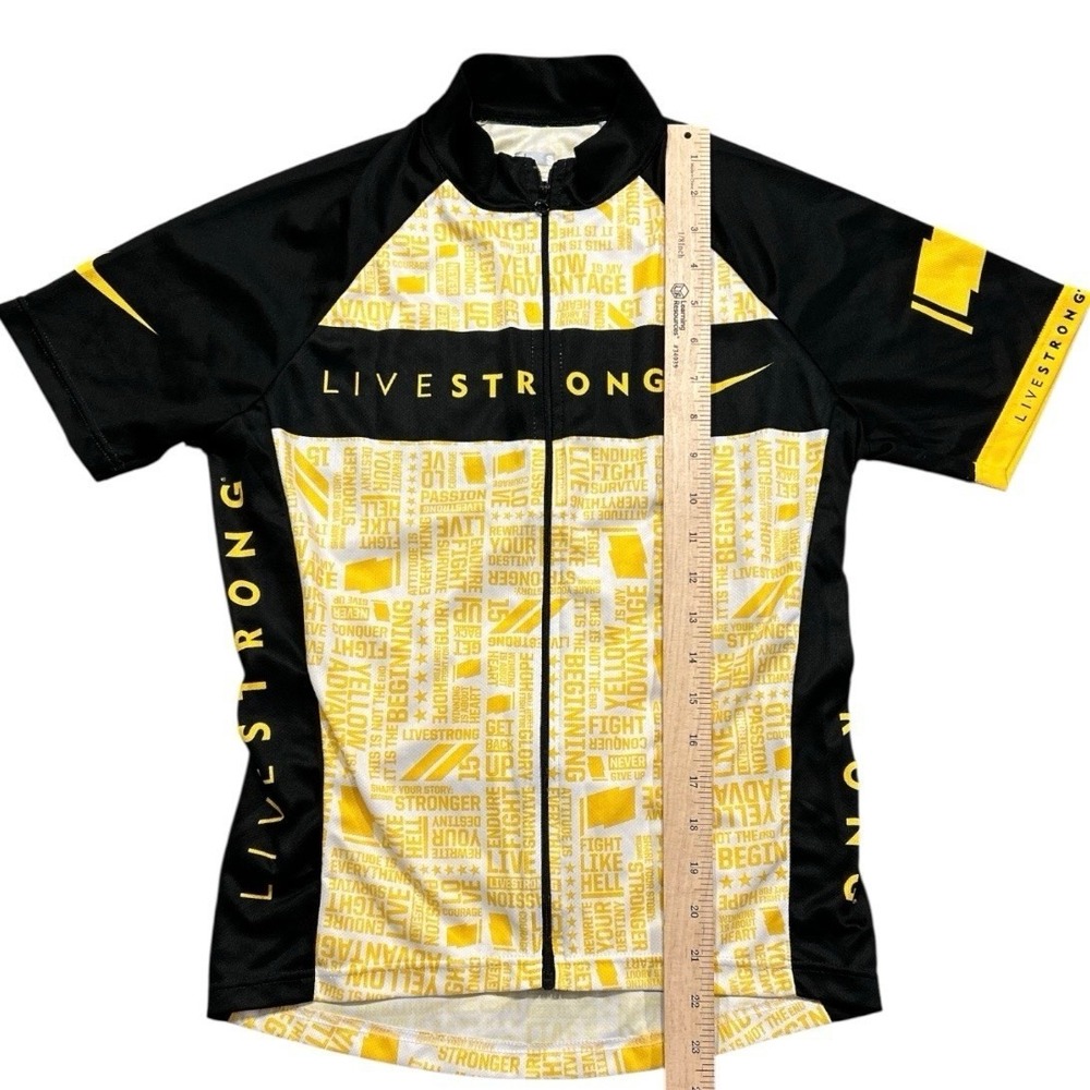 Nike Livestrong Cycling Jersey Mens S Black Yellow Short Sleeve Full Zip Bike - Picture 4 of 5